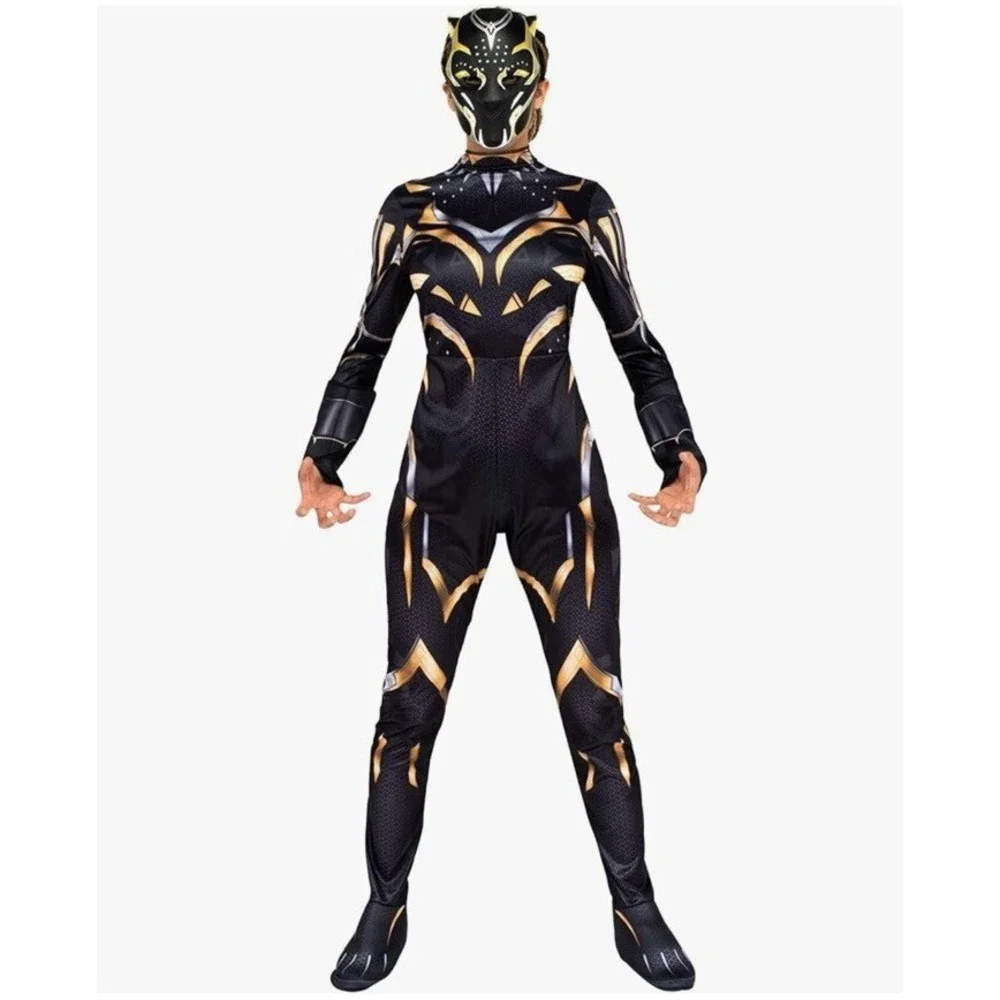 MARVEL Wakanda Forever Black Panther Jumpsuit Mask Costume Adult S‎ (4-6) NEW - Picture 2 of 8